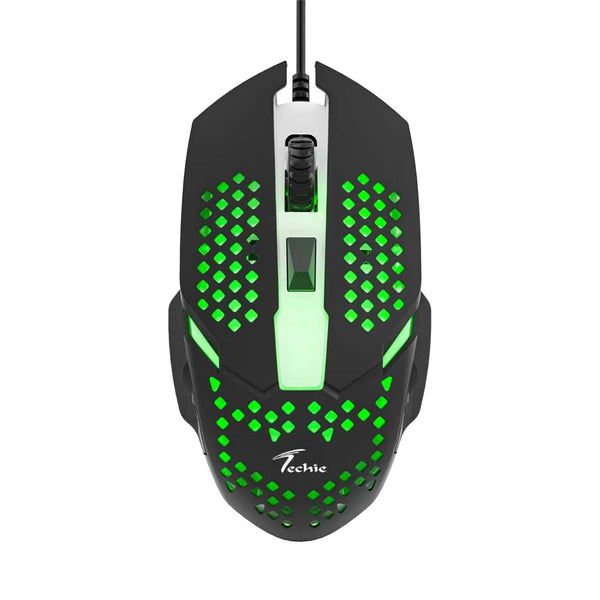 Techie Spark Wired RGB Mouse | Rainbow LED | Adjustable DPI 800–2400 | 4-Button Gaming Mouse