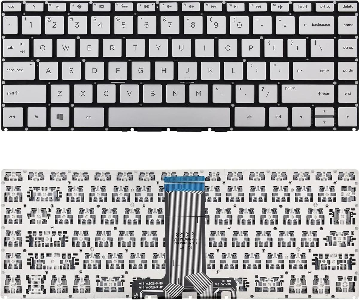 Techie Laptop Keyboard For HP Pavilion 14-BA Series,14-BS Series, 14T-BA Series Laptops Silver