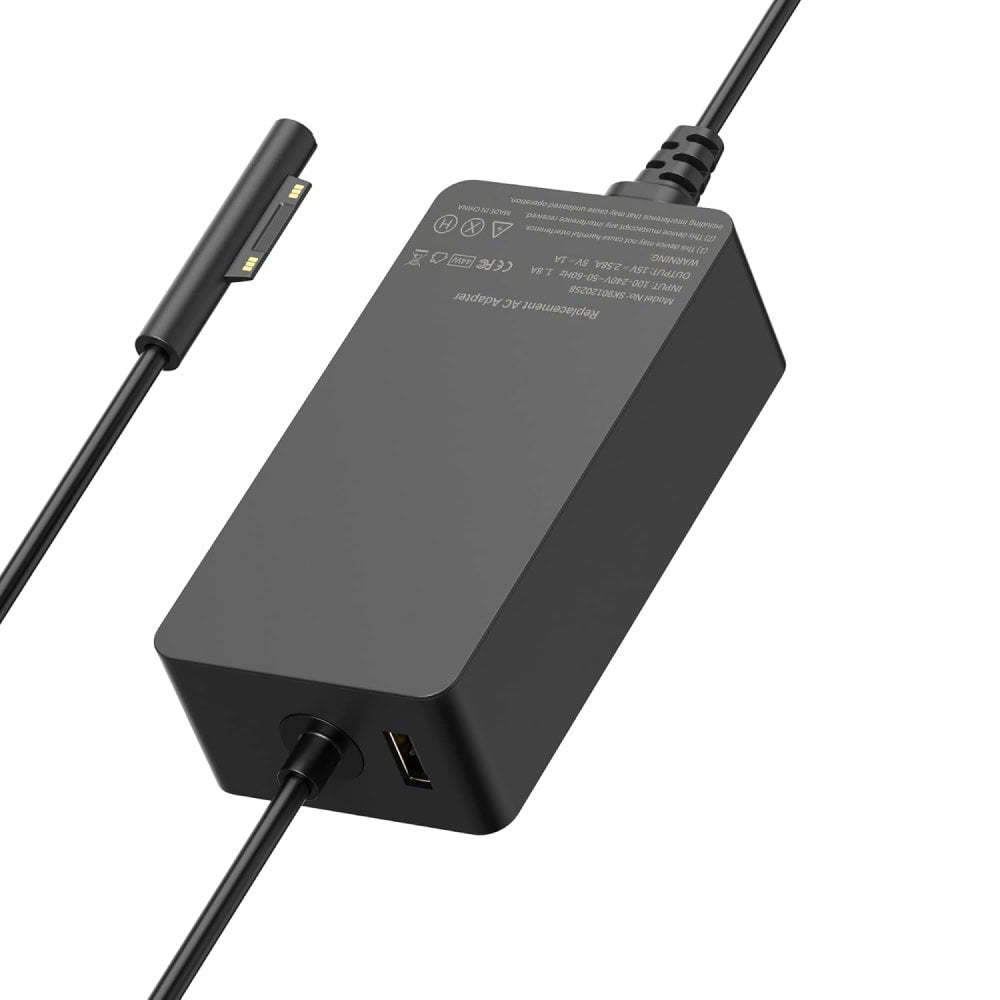 Techie Compatible Microsoft 44W Laptop Charger 15V, 2.58A, Surface Pin