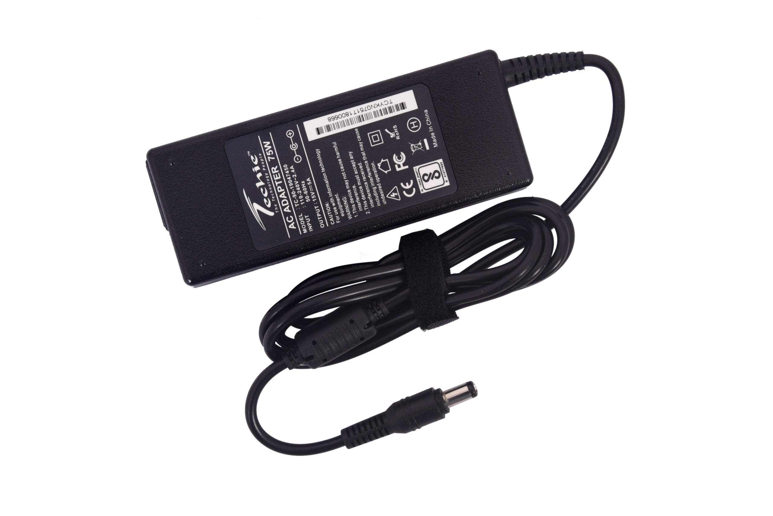 Techie Compatible Toshiba 75W Laptop Charger for Tecra A10, Satellite A100 Series (15V, 5A)