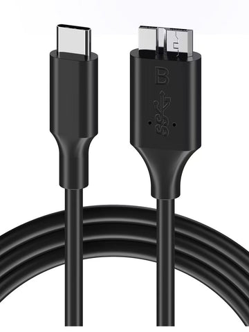 Techie USB-C to USB 3.0 Micro-B Cable 0.5m, 5Gbps, For Hard Drive, SSD, Camera & Laptop