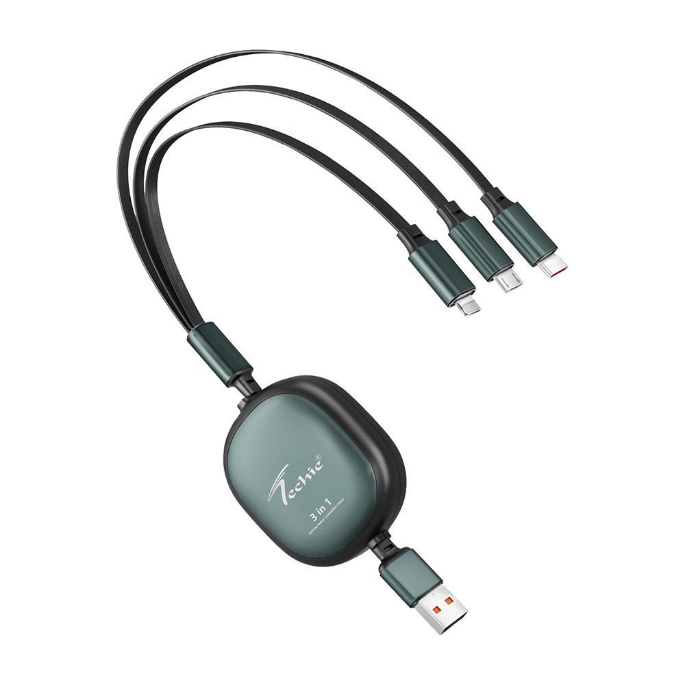 Techie 3-in-1 Retractable Charging Cable (Type-C | Lightning | Micro-USB)