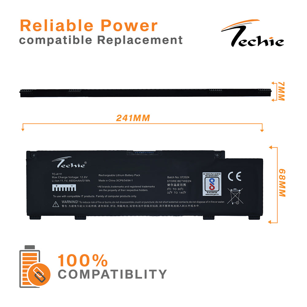 Techie Compatible Battery for Dell 266j9 - G3 15 3590, G3 3590, Laptops (4100mAh, 3-Cell)
