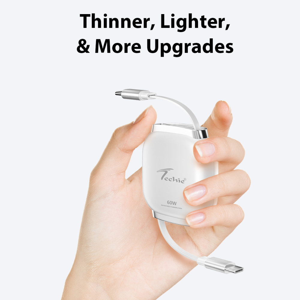 Techie 60W PD Type-C to C Retractable Charging Cable