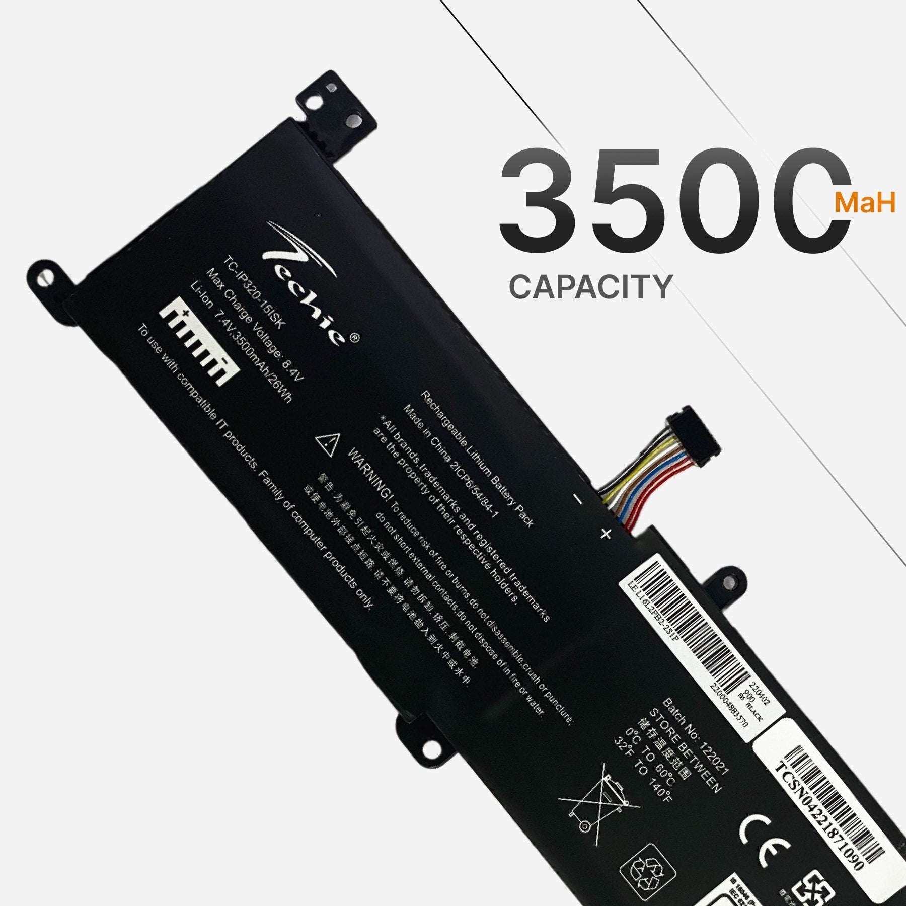 Techie Battery for Lenovo L16C2PB1 - L16C2PB2 IdeaPad IP320-15ISK, 320-14IAP, 320-15ABR Touch, XIAOXIN 5000 Laptops (3500mAh, 2-Cell)