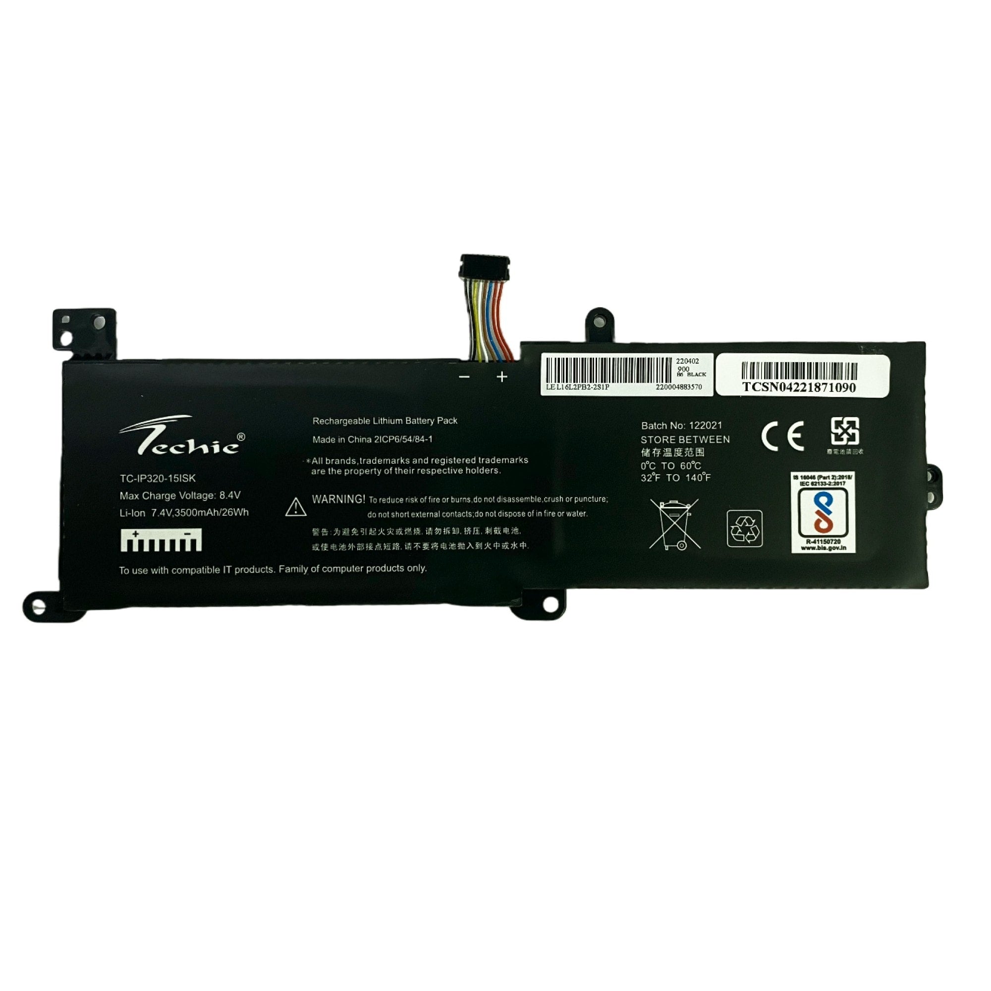 Techie Battery for Lenovo L16C2PB1 - L16C2PB2 IdeaPad IP320-15ISK, 320-14IAP, 320-15ABR Touch, XIAOXIN 5000 Laptops (3500mAh, 2-Cell)