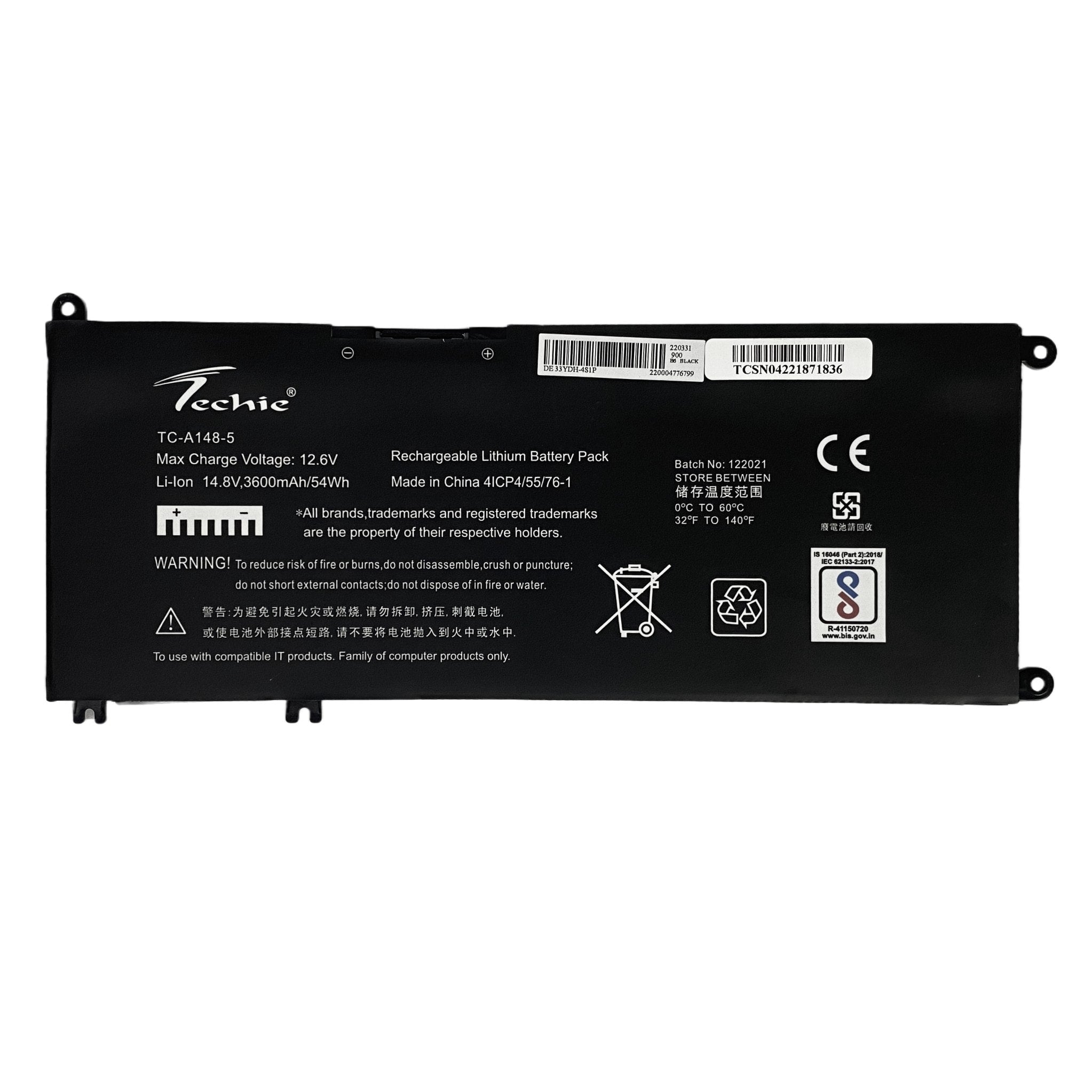 Techie Compatible Battery for Dell 33YDH - INSPIRON 15-7577, 7588, latitude 3480, 3490 Laptops (2900mAh, 4-Cell)