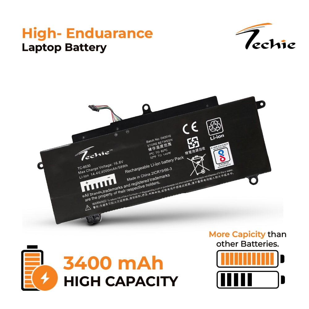 Techie Compatible Battery for Toshiba 5149U - Tecra Z40-A Z40T-A1410 Laptops (3400mAh, 4-Cell)