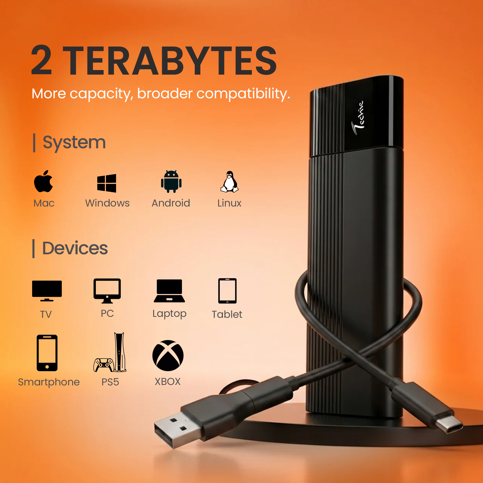 Techie M.2 NVMe + NGFF SATA SSD Enclosure – USB 3.2 Gen 2 / 10 Gbps, Aluminium with Heat Sink