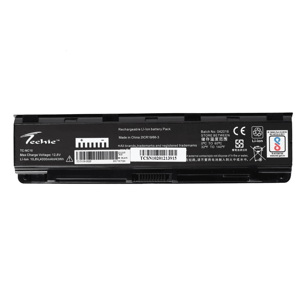 Techie Compatible Battery for Toshiba 5109U - PA5108U-1BRS, PA5109U-1BRS, PA5110U-1BRS, C40-AD05B1 Series Laptops (4000mAh, 6-Cell)