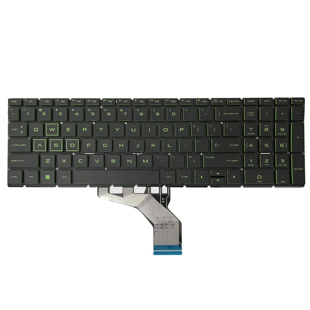 Techie Laptop Keyboard For HP Pavilion Gaming 15-EC, 15-DK Backlight With Green Keys