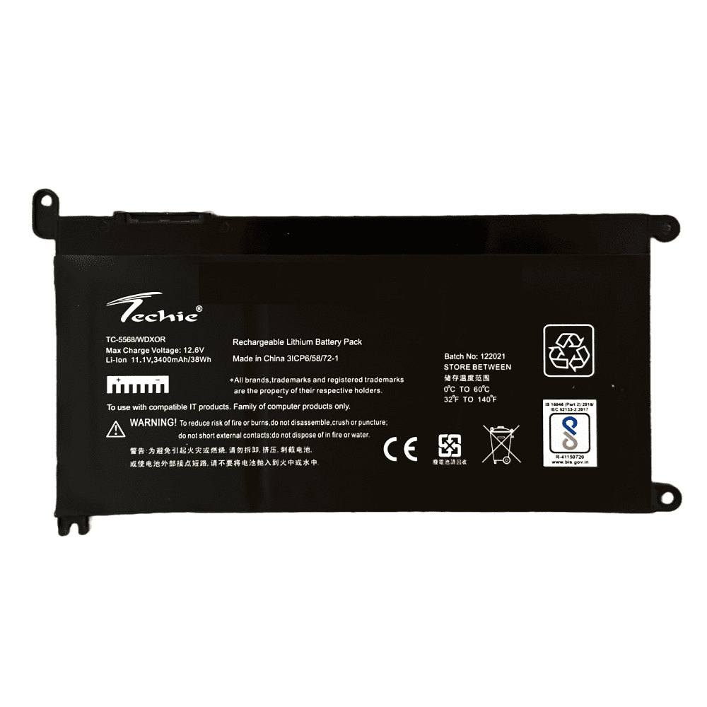 Techie Compatible Battery for Dell 5568 - T2JX4, WDX0R, WDXOR, Inspiron 5378, 5570, 5567, 7570 Series Laptops (3000mAh, 3-Cell)