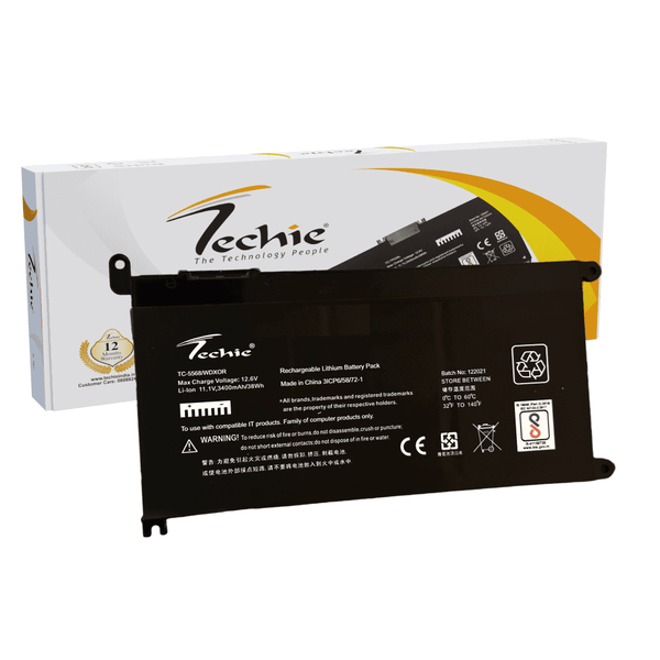 Techie Compatible Battery for Dell 5568 - T2JX4, WDX0R, WDXOR, Inspiron 5378, 5570, 5567, 7570 Series Laptops (3000mAh, 3-Cell)