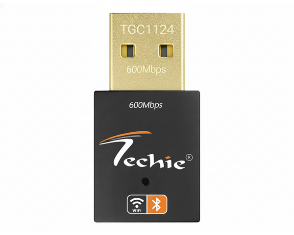 Techie 600Mbps Dual Band WiFi + Bluetooth USB Adapter | 2.4GHz/5GHz Wireless Dongle | Bluetooth 4.2