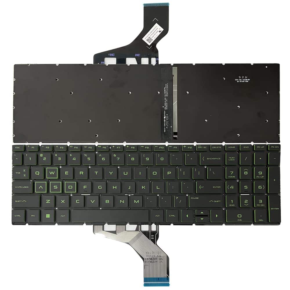 Techie Laptop Keyboard For HP Pavilion Gaming 15-EC, 15-DK Backlight With Green Keys