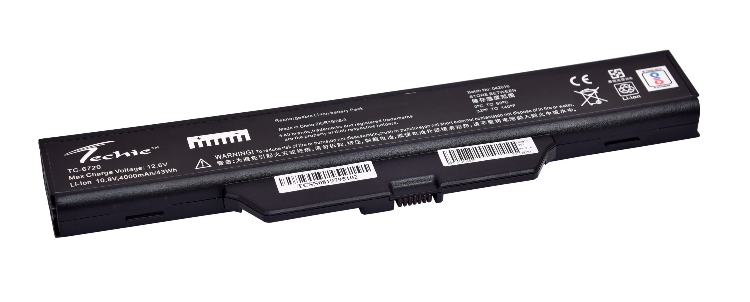 Techie Battery for HP 6720S - Business Notebook 6720s, 6735s, 6820s, Compaq 610 Laptops (4000mAh, 6-Cell)