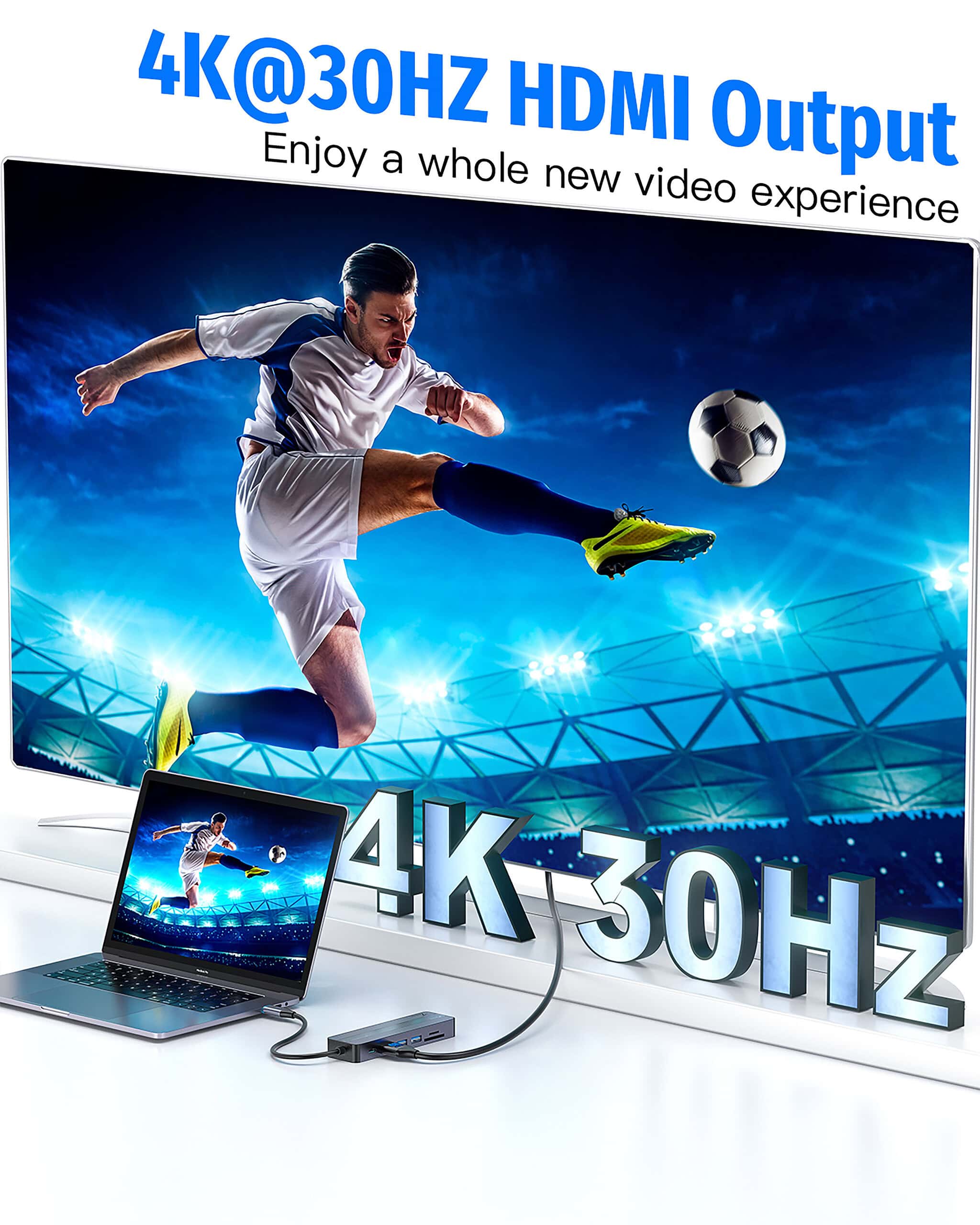 Techie TC Connect 7-in-1 Hub: PD 100W Type-C, Gigabit Ethernet, Dual USB 3.0, 4K@30Hz Ultra HD HDMI.