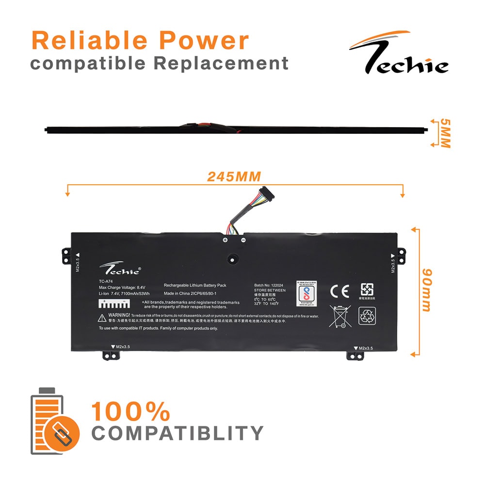 Techie Compatible Battery for Lenovo L16M4PB1 – Yoga 730-13IKB, Yoga 730-13IWL Series Laptops (7140mAh, 4-Cell)
