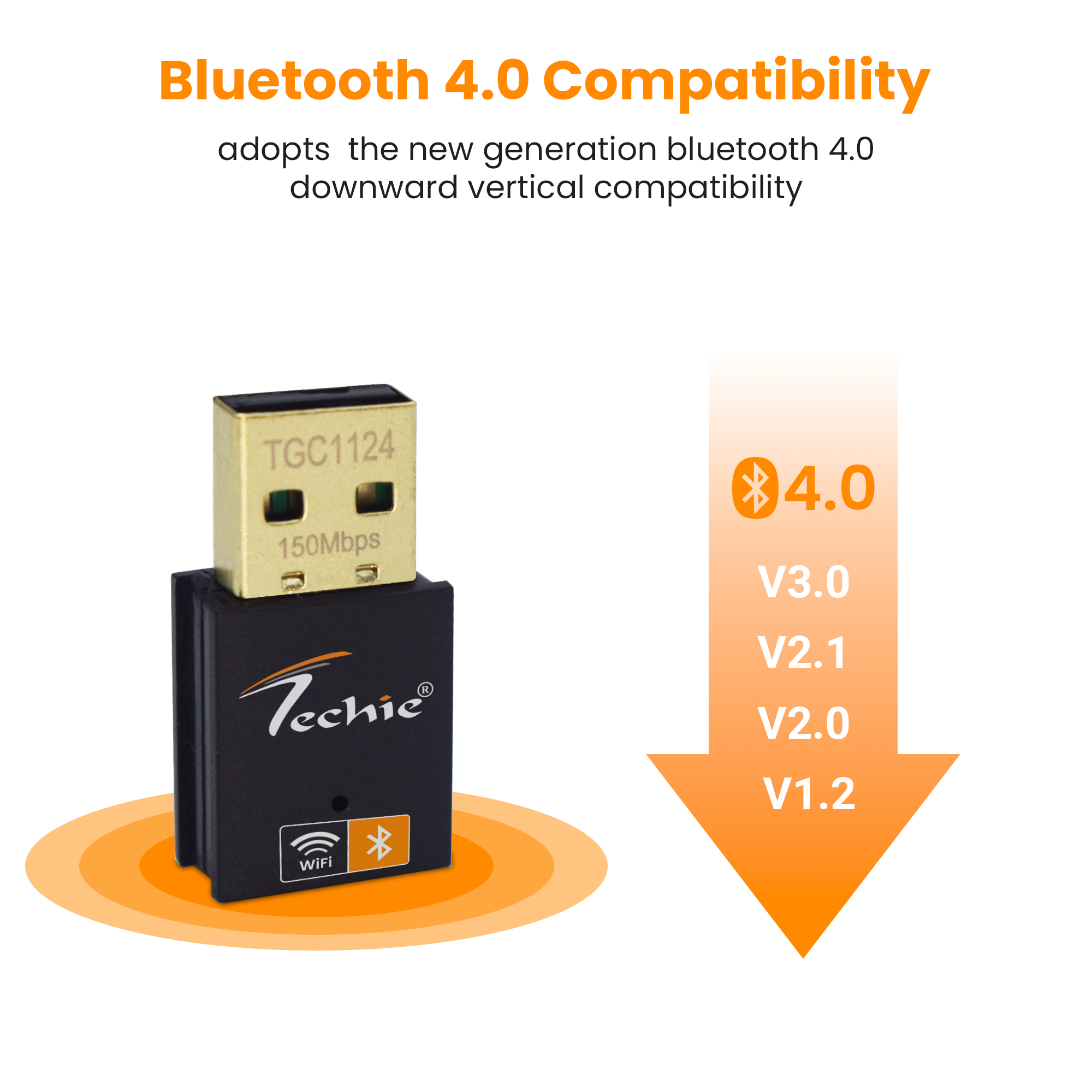 Techie 150Mbps Wireless USB WiFi + Bluetooth Adapter