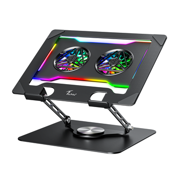 Techie AeroLift RGB Dual-Fan Laptop Cooling Stand with 360° Rotation