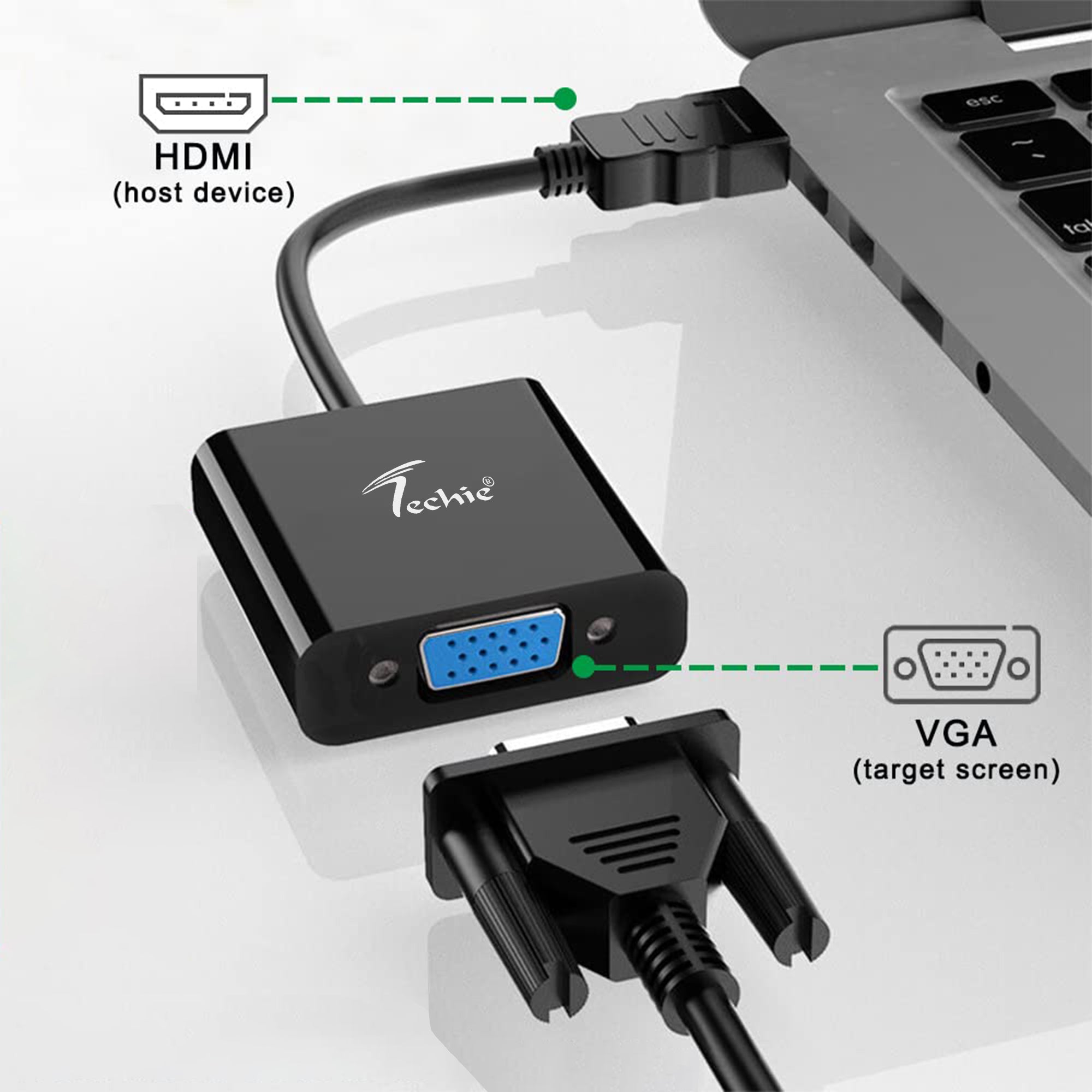 Techie HDMI to VGA Converter – 1080P Full HD