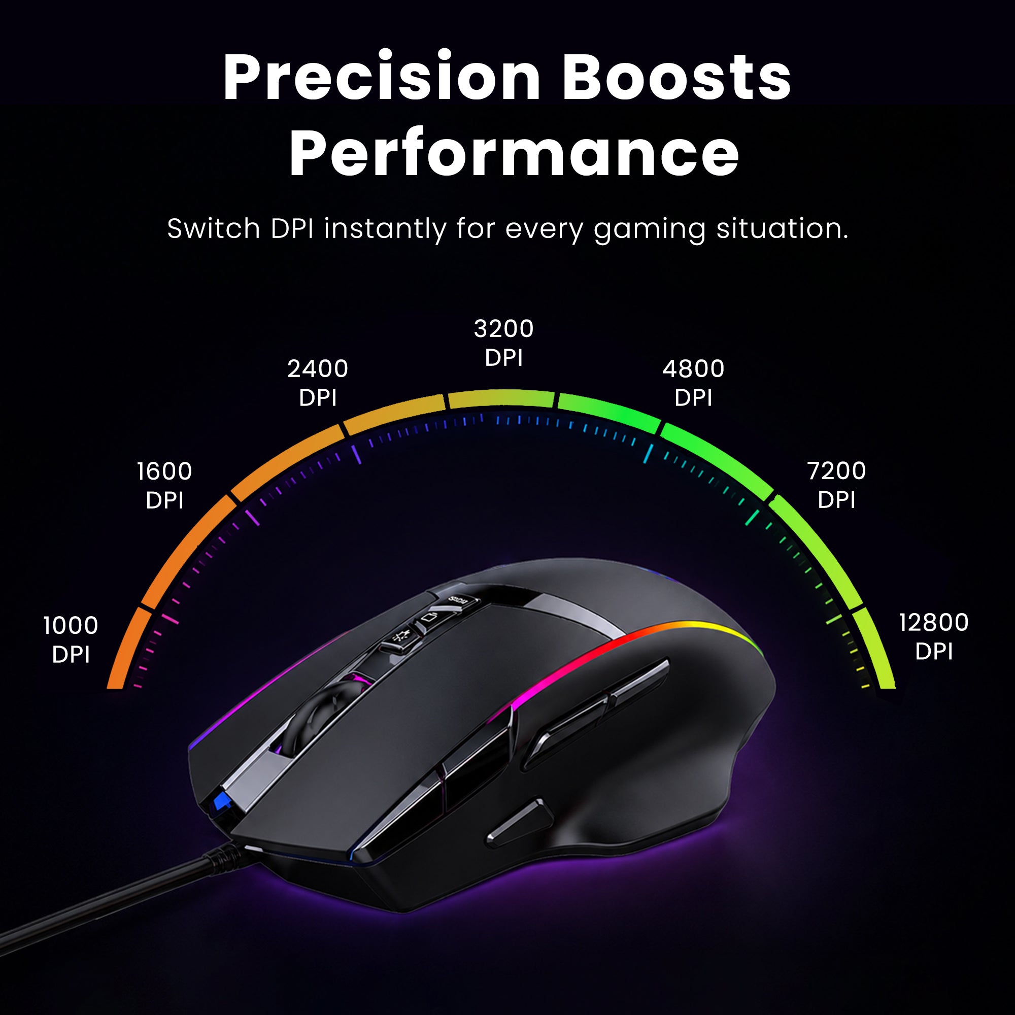 Techie Apex RGB Gaming Mouse | 11 Programmable Buttons | DPI up to 12800 | 1.5m Braided Cable