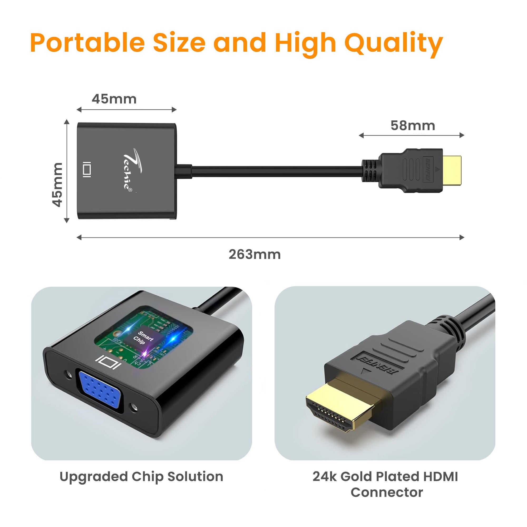 Techie HDMI to VGA Converter – 1080P Full HD