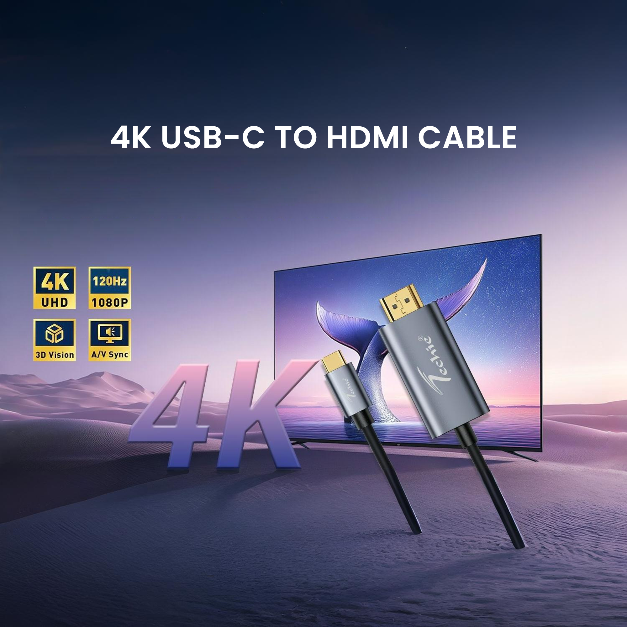 Techie Type-C to HDMI Cable 4K@60Hz (1.5M)