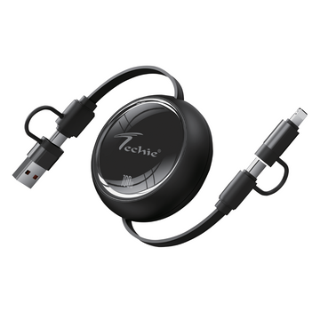 Techie 4-in-1 100W Retractable Charging Cable – USB-A/USB-C to USB-C/Lightning