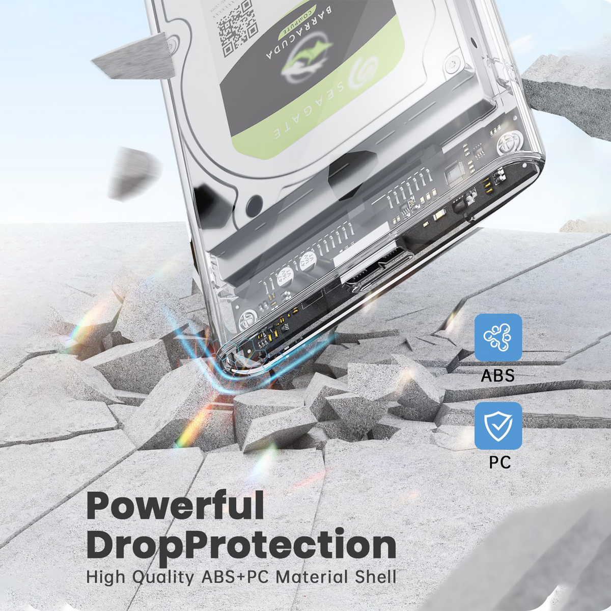 Techie USB 3.0 Transparent External Enclosure for 2.5'' SATA SSD/HDD | Tool-Free | 5Gbps High-Speed