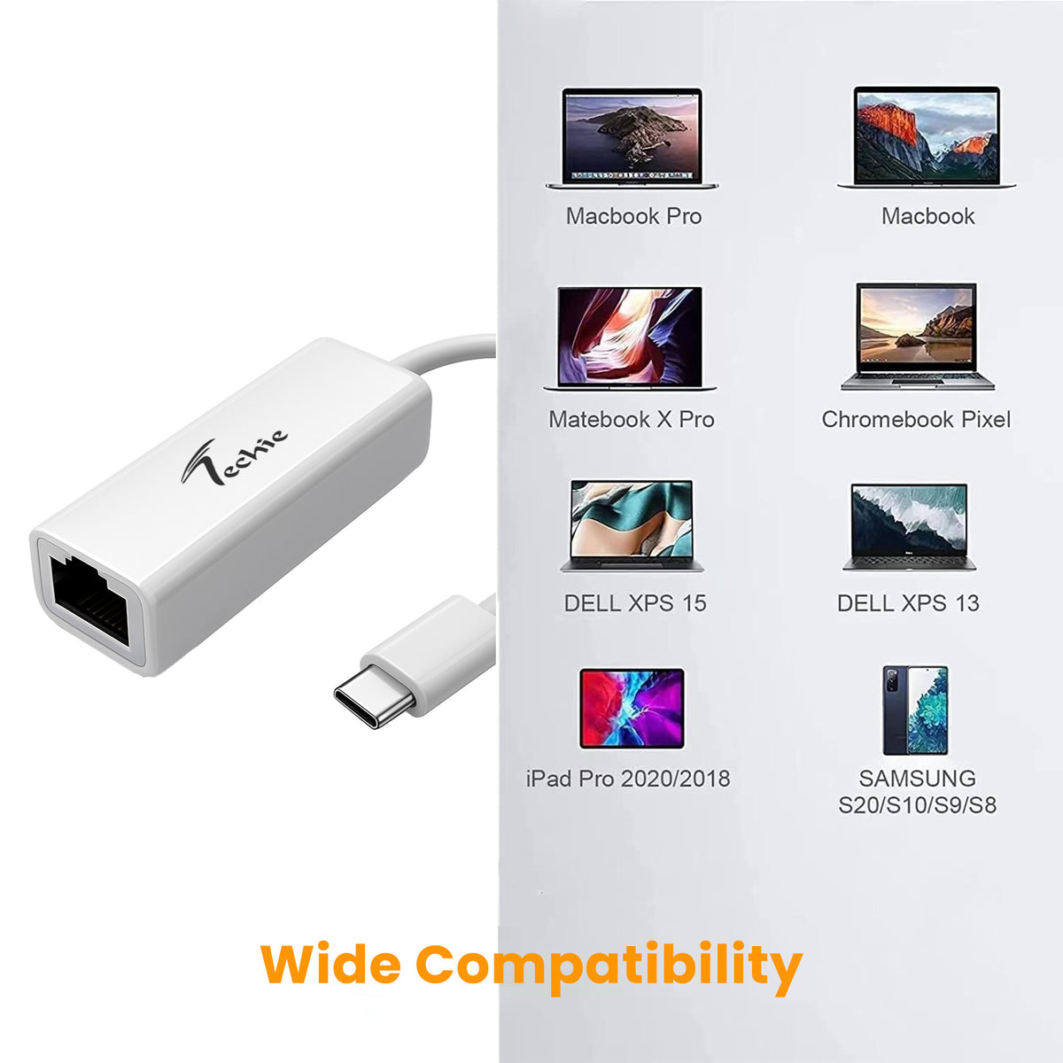Techie Type-C to RJ45 LAN Converter – 100Mbps Wired Network Adapter