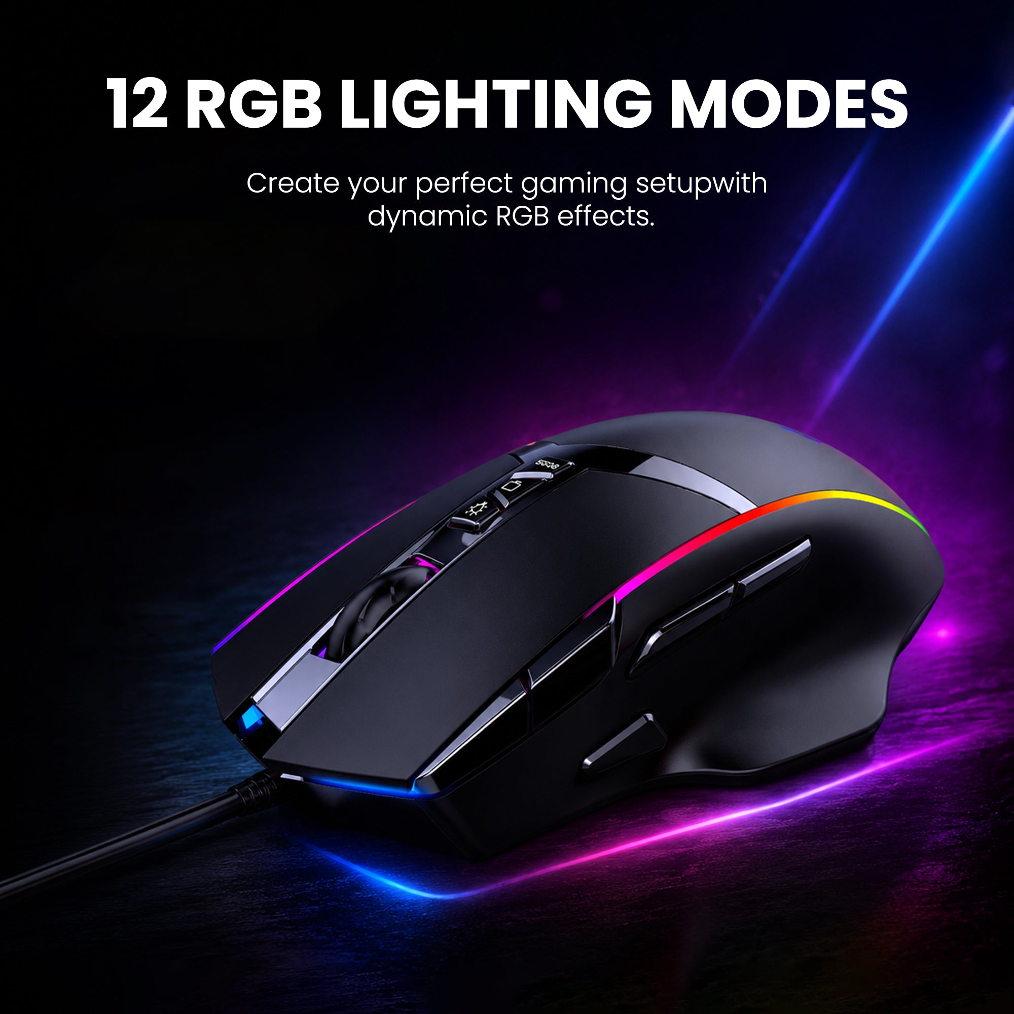 Techie Apex RGB Gaming Mouse | 11 Programmable Buttons | DPI up to 12800 | 1.5m Braided Cable