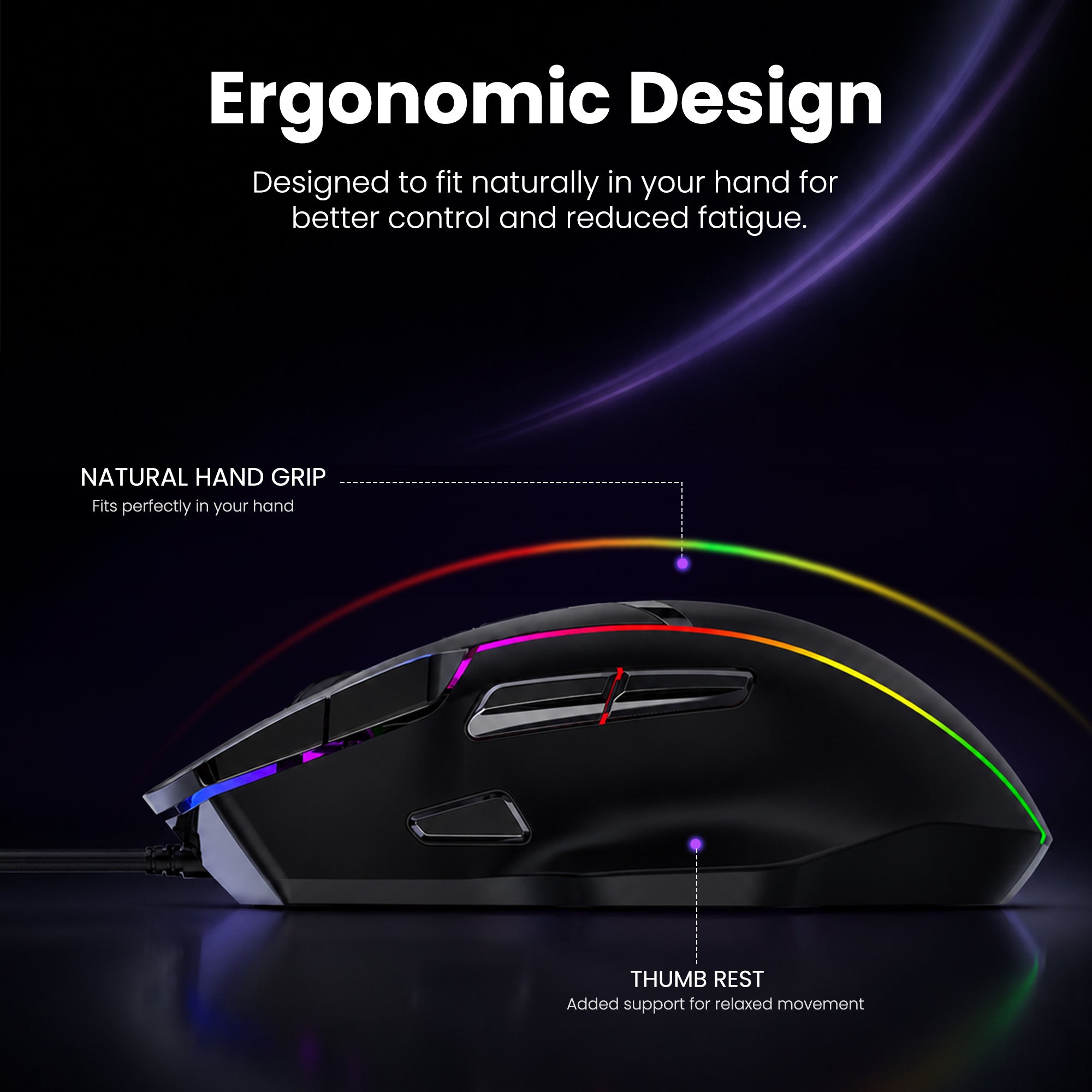 Techie Apex RGB Gaming Mouse | 11 Programmable Buttons | DPI up to 12800 | 1.5m Braided Cable