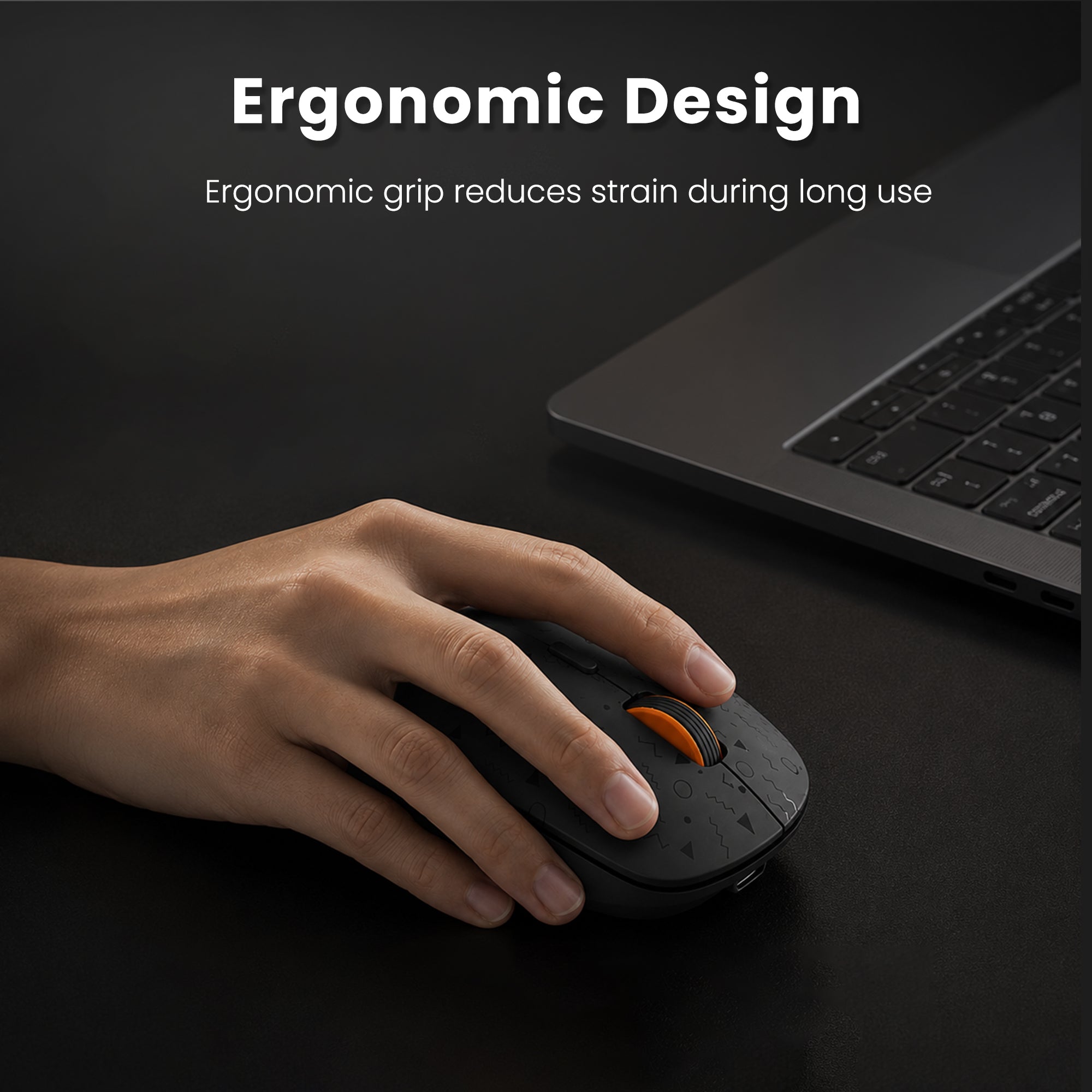 Techie Amber Wireless Mouse – Engineered for the Battery-less Future | 3-Device | USB-C