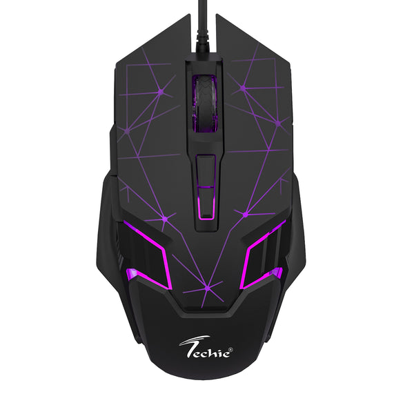 Techie Cosmo Wired RGB Gaming Mouse | 7-Color LED | Adjustable DPI 1200–3600 | 1.5m Braided Cable