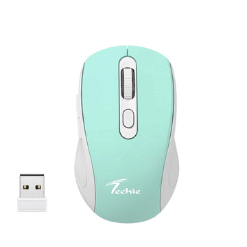Techie Impulse Green Wireless Rechargeable Mouse | Ergonomic | Adjustable DPI 1000–1600 | 6-Button