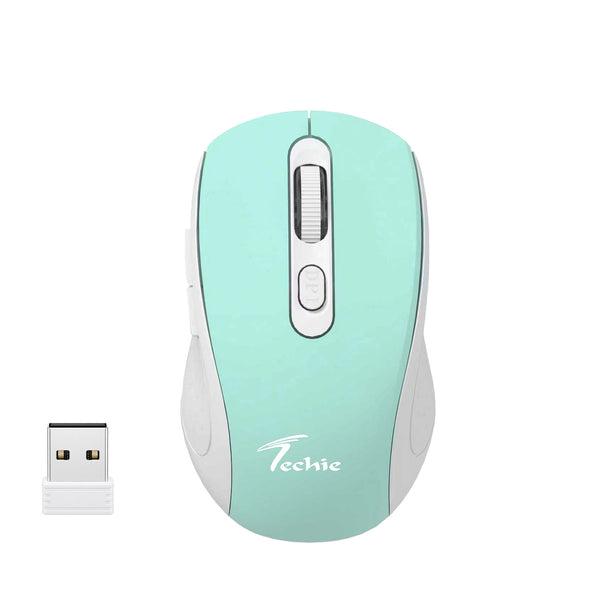 Techie Impulse Green Wireless Rechargeable Mouse | Ergonomic | Adjustable DPI 1000–1600 | 6-Button