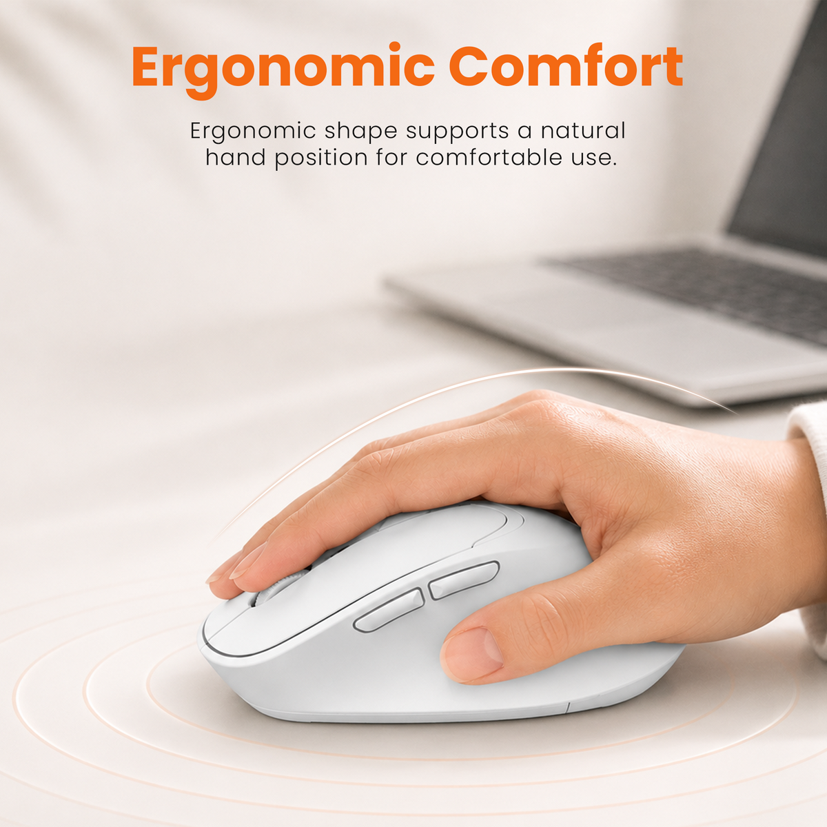 Techie Ease White Wireless Mouse | 2x Bluetooth & 2.4GHz | Adjustable DPI 1000–1600 | 6-Button