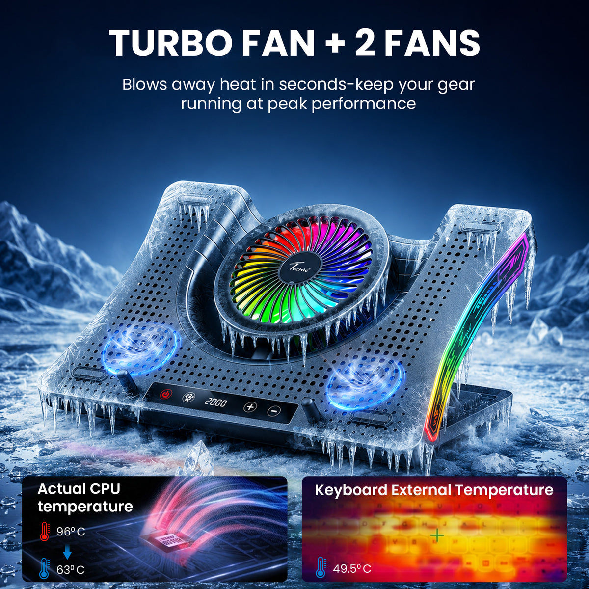 Techie Turbo X Pro RGB Gaming Laptop Cooling Pad