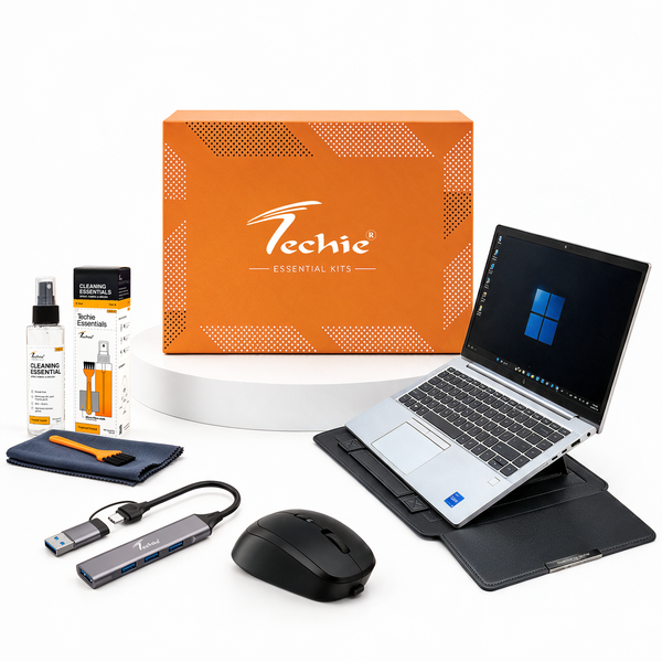 Techie Work Anywhere Kit – 3-in-1 Laptop Sleeve, Breeze Wireless Mouse, 4-in-2 Hub & Cleaning Kit