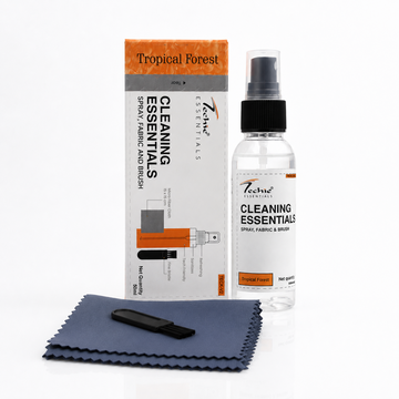 Techie Essentials Tropical Forest 3-in-1 Screen Cleaner Spray Kit with Microfiber Cloth & Brush – 50ml