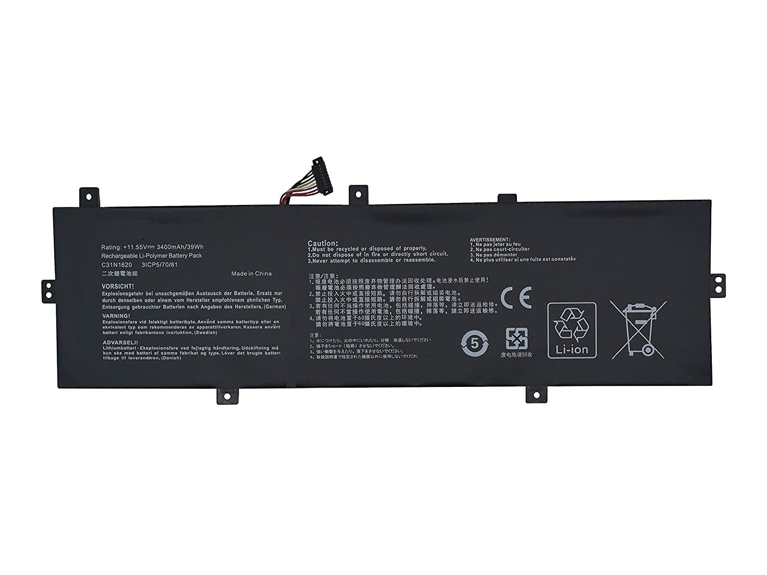 Techie Compatible Battery for Asus Ux430un - UX430, C31N1620, 3ICP5/70/81 Laptops (3400mAh, 3-Cell)