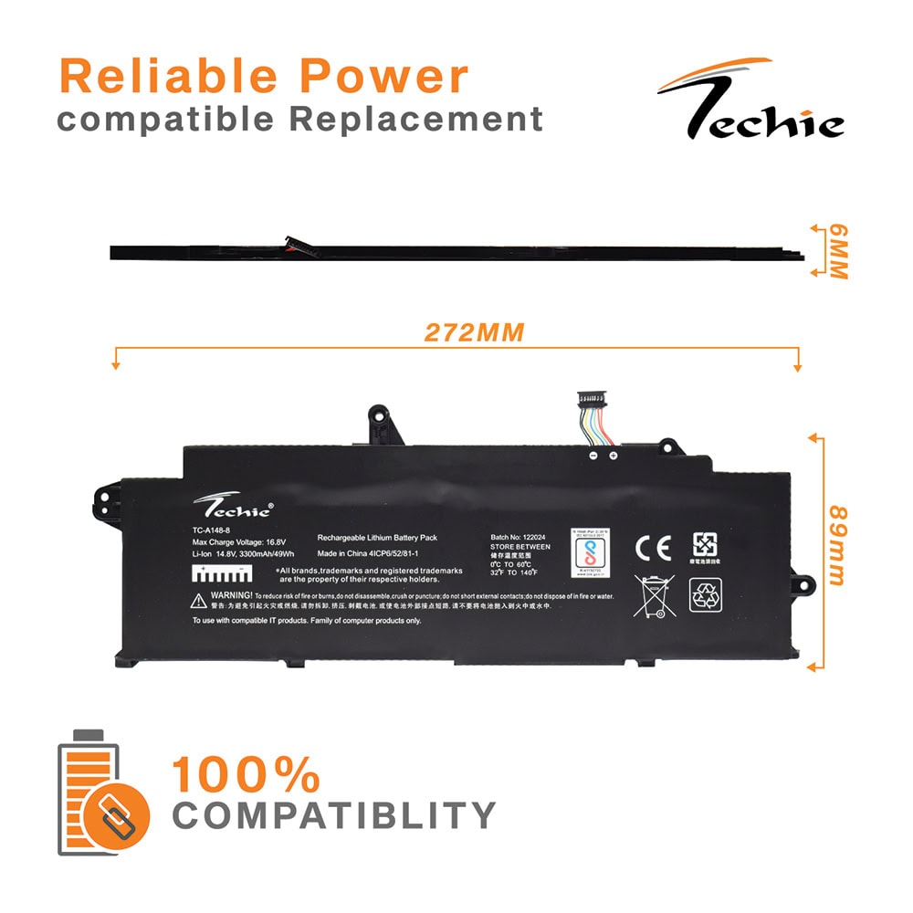 Techie Laptop Battery for Lenovo L21L4P73, ThinkPad T14S GEN 3, T14S GEN 4 Series Laptops (3300mAh, 4-Cell)