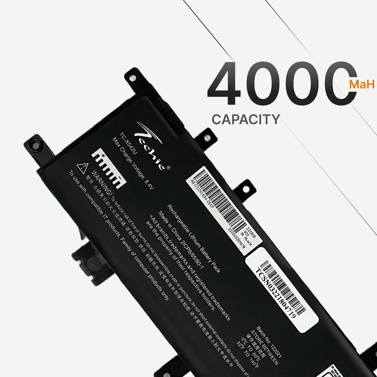 Techie Compatible Battery for ASUS C21N1634 - X542, R542UQ, FL8000U, F542UA Series Laptops (4000mAh, 2-Cell)