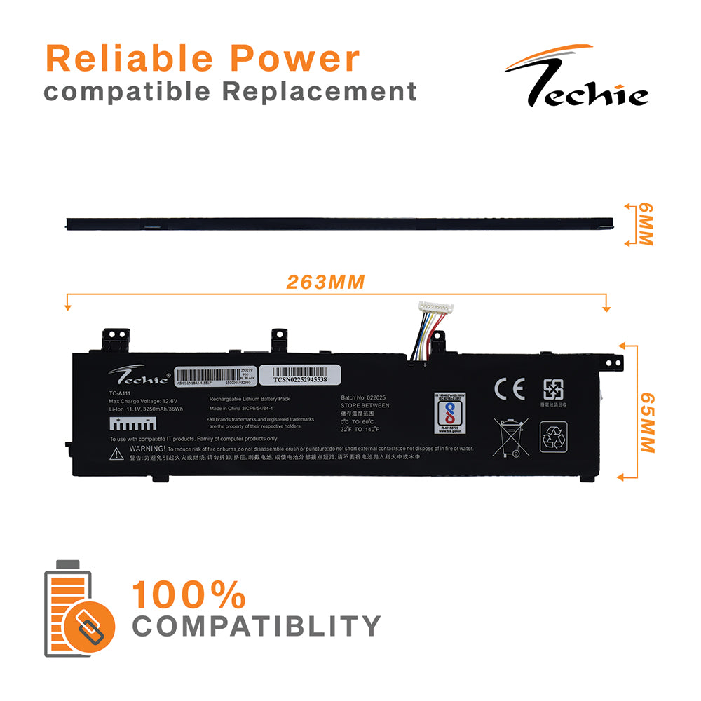 Techie Compatible Battery for Asus C31N1843– VivoBook S14 S432FA, S15 S532FL & S15 S532FA Series Laptops (3250mAh, 3-Cell)