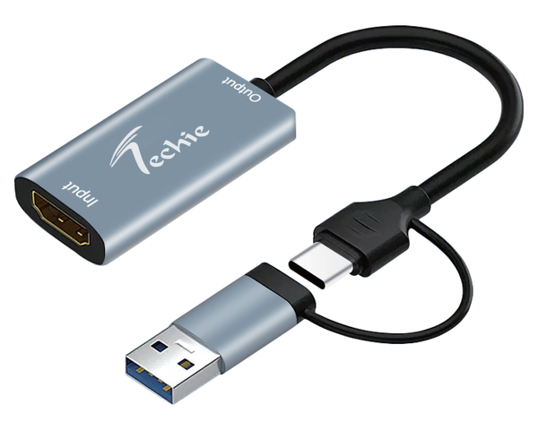 Techie Type-C/USB-A 4K HDMI Video Capture Card | 1080P 60FPS Recording & Streaming