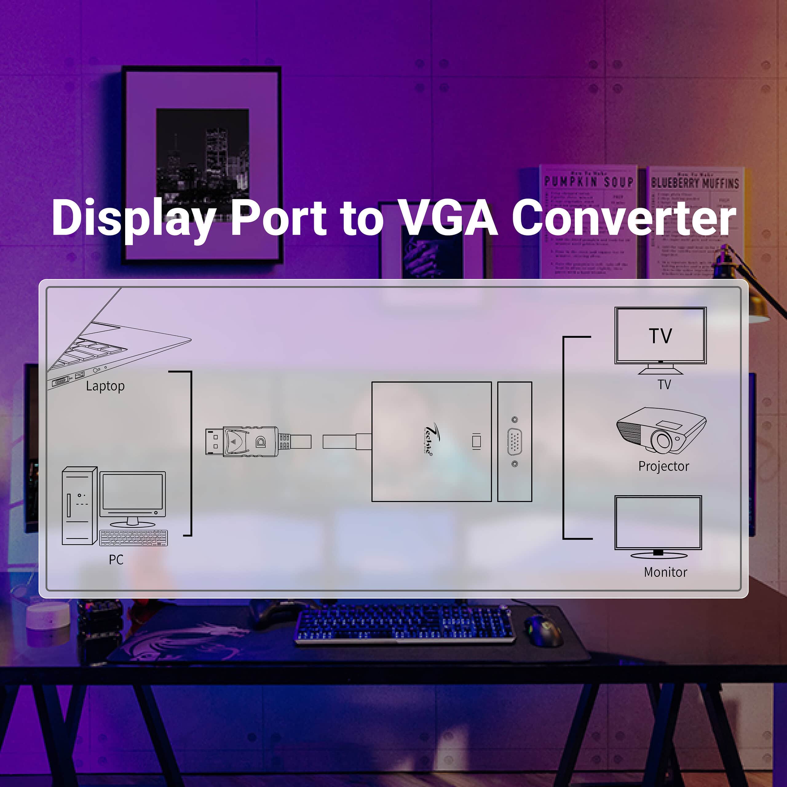 Techie DisplayPort (DP) to VGA Converter