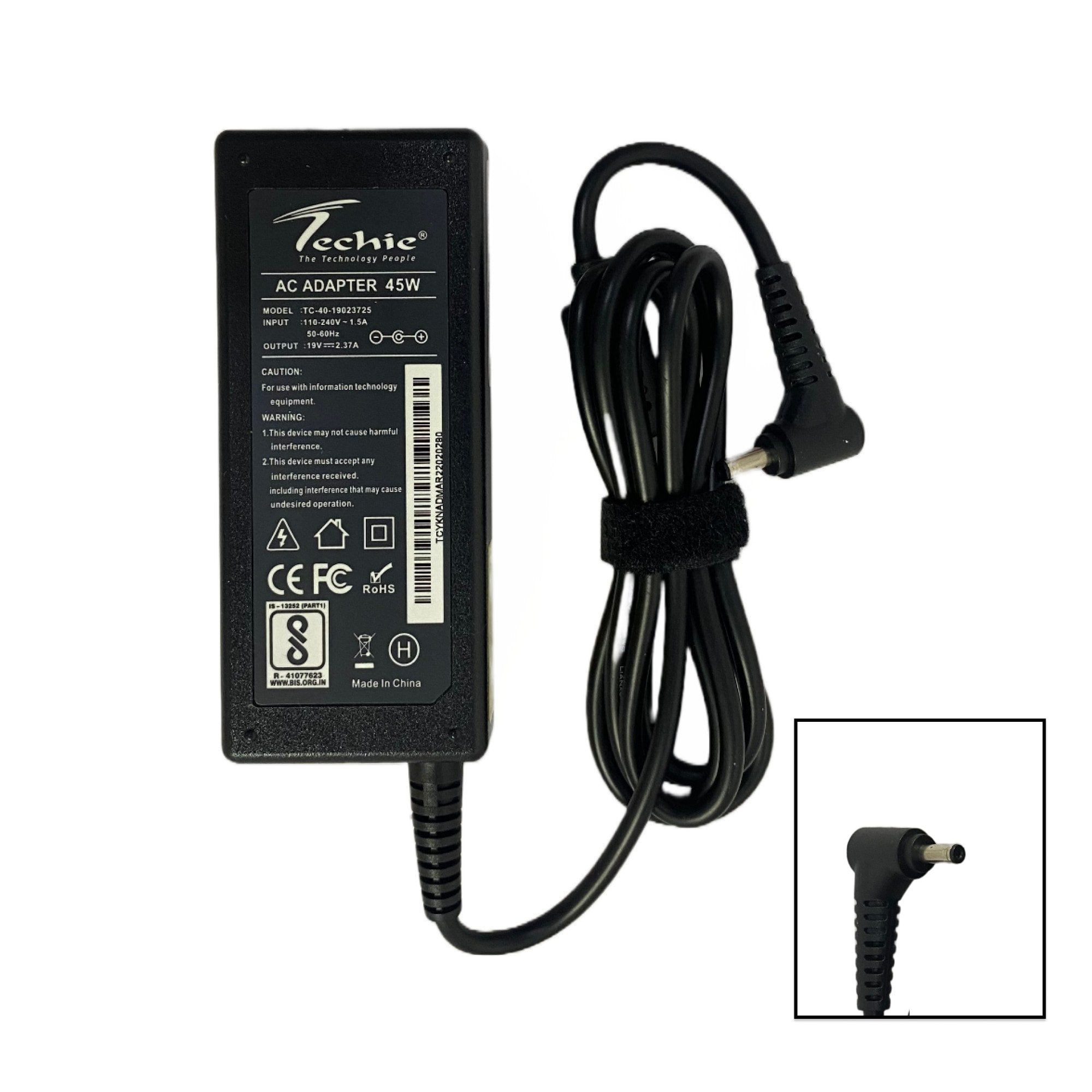 Techie Compatible Asus 45W Laptop Charger for R540 X200C,Vivobook F201E, S200E ZenBook UX31A (19V, 2.37A)