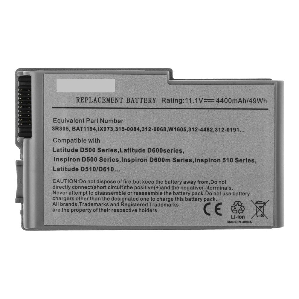 Techie Compatible Battery for Dell D500 - Inspiron 500M, 510M, 600M, Latitude D500, D600 Series Laptops (4400mAh, 6-Cell)