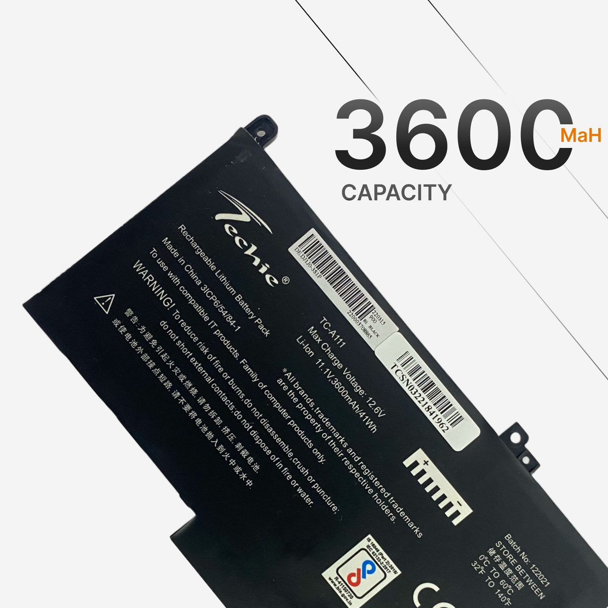 Techie Compatible Battery for Dell DJ1J0 - Latitude E7280, E7380, E7480 Laptops (3600mAh, 3-Cell)